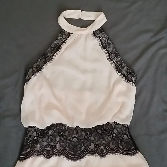 Pink and Black Lace Halter Maxi Dress - Picture 2 of 11